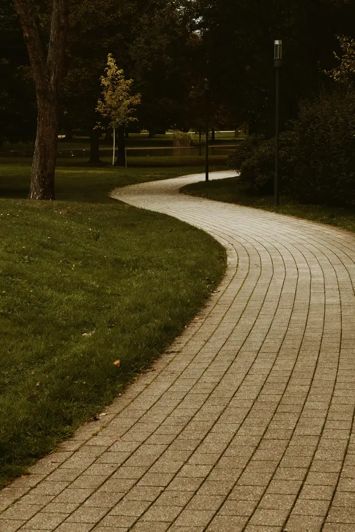 camino adoquín jardín